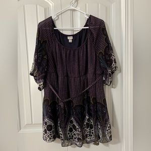 Plus size purple gauze blouse with matching ‘belt’